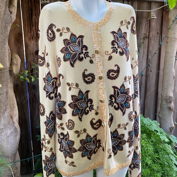 Sweaters - Heavily beaded cardigan sweater